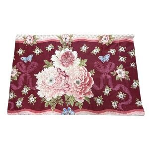 Vtg‎ Burlington Floral Butterfly Pillowcase Burgundy Pink Cottagecore Coquette